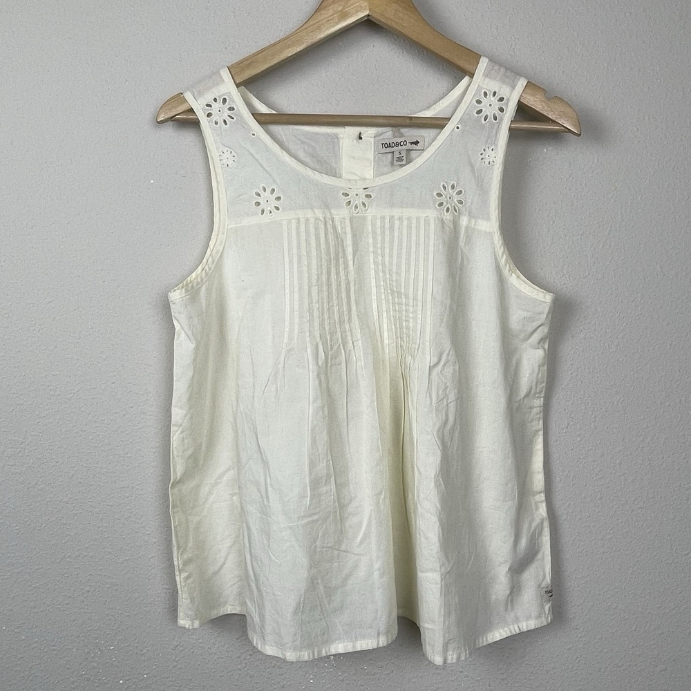 Toad&Co White Eyelet Pintuck Cotton Tank Top